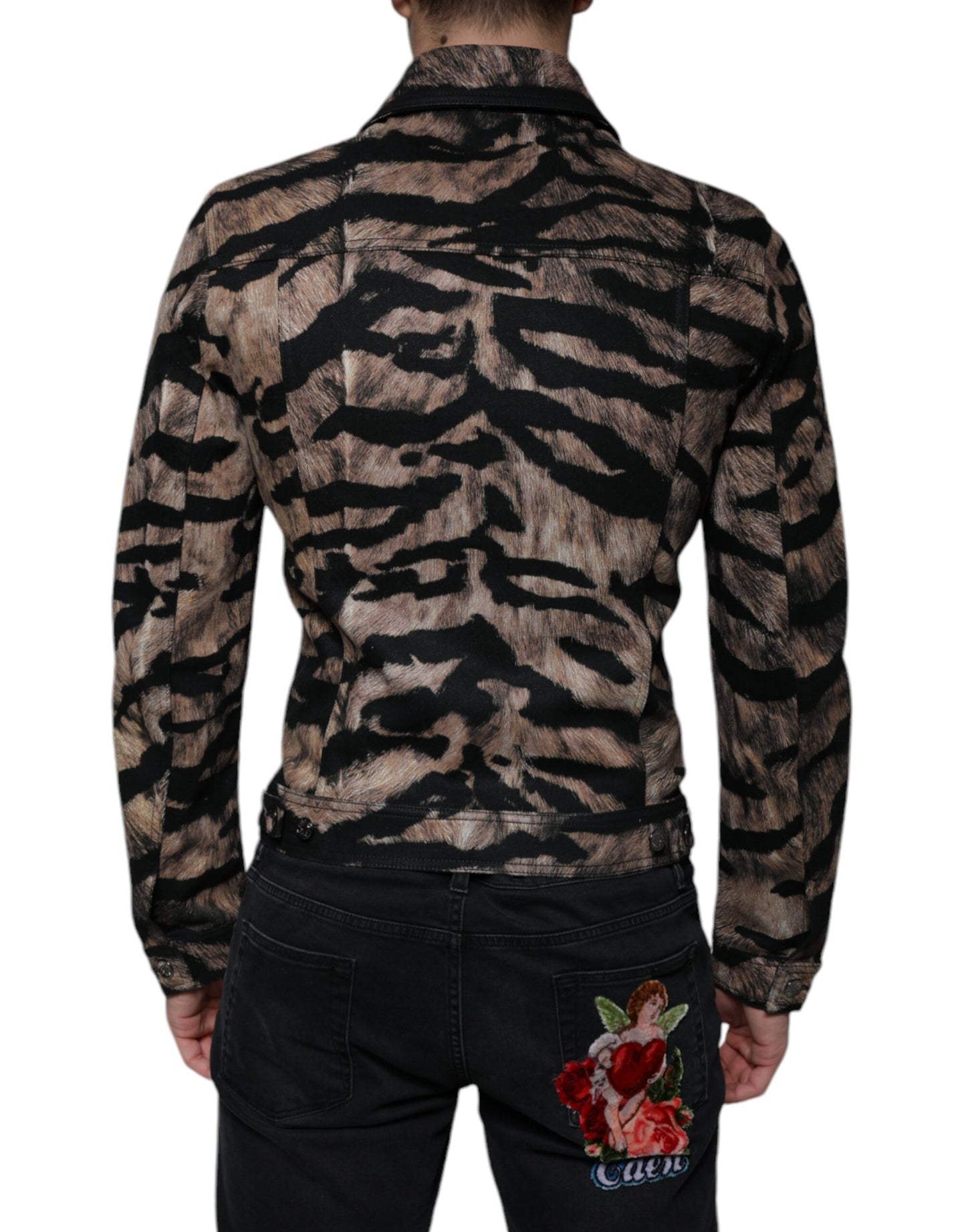 Куртка Dolce &amp; Gabbana з коричневим тигром і ґудзиками