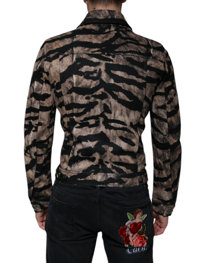 Куртка Dolce &amp; Gabbana з коричневим тигром і ґудзиками