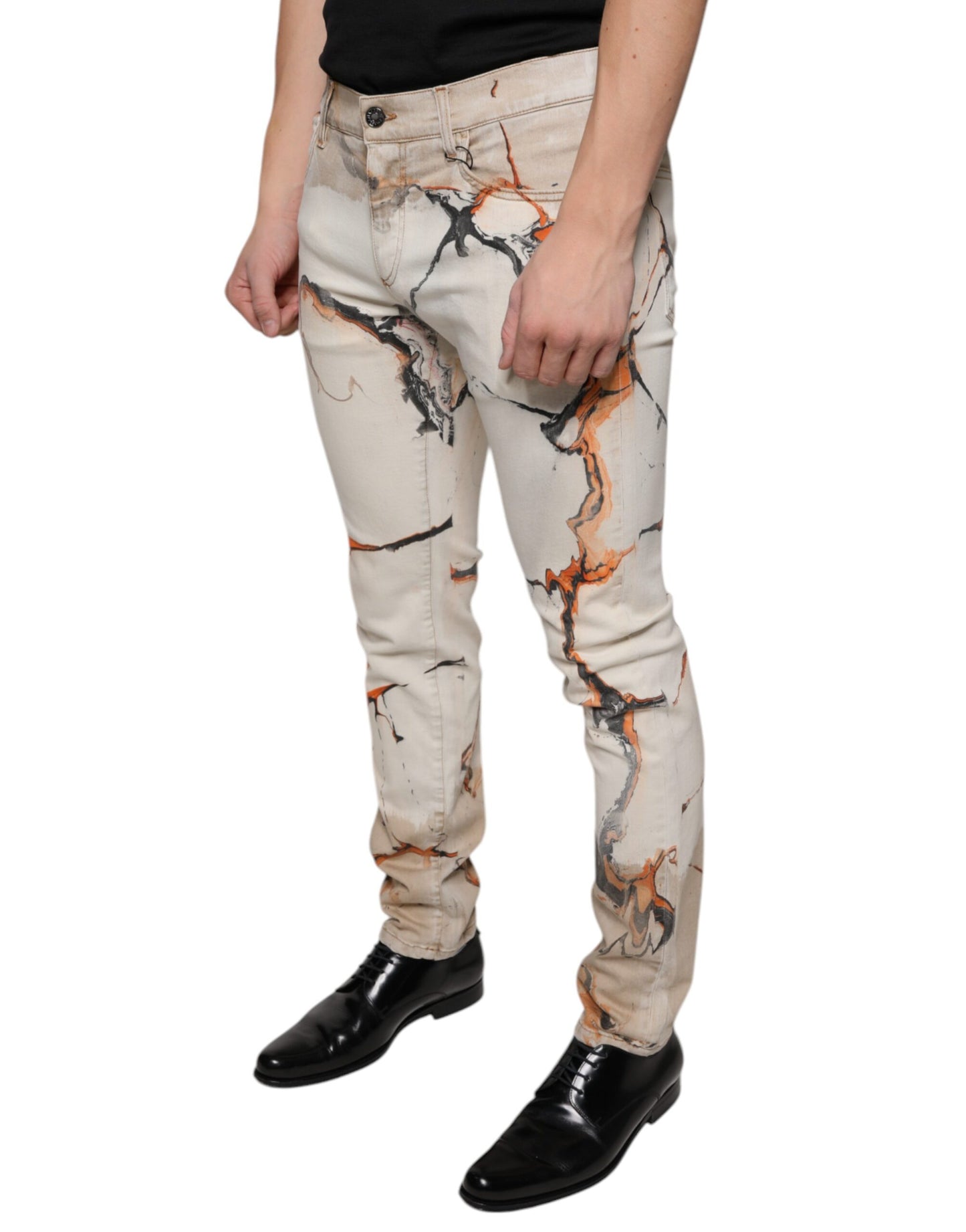 Чоловічі джинси Dolce &amp; Gabbana Beige Cotton Dye Slim Fit