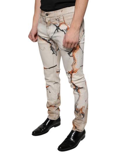 Чоловічі джинси Dolce &amp; Gabbana Beige Cotton Dye Slim Fit
