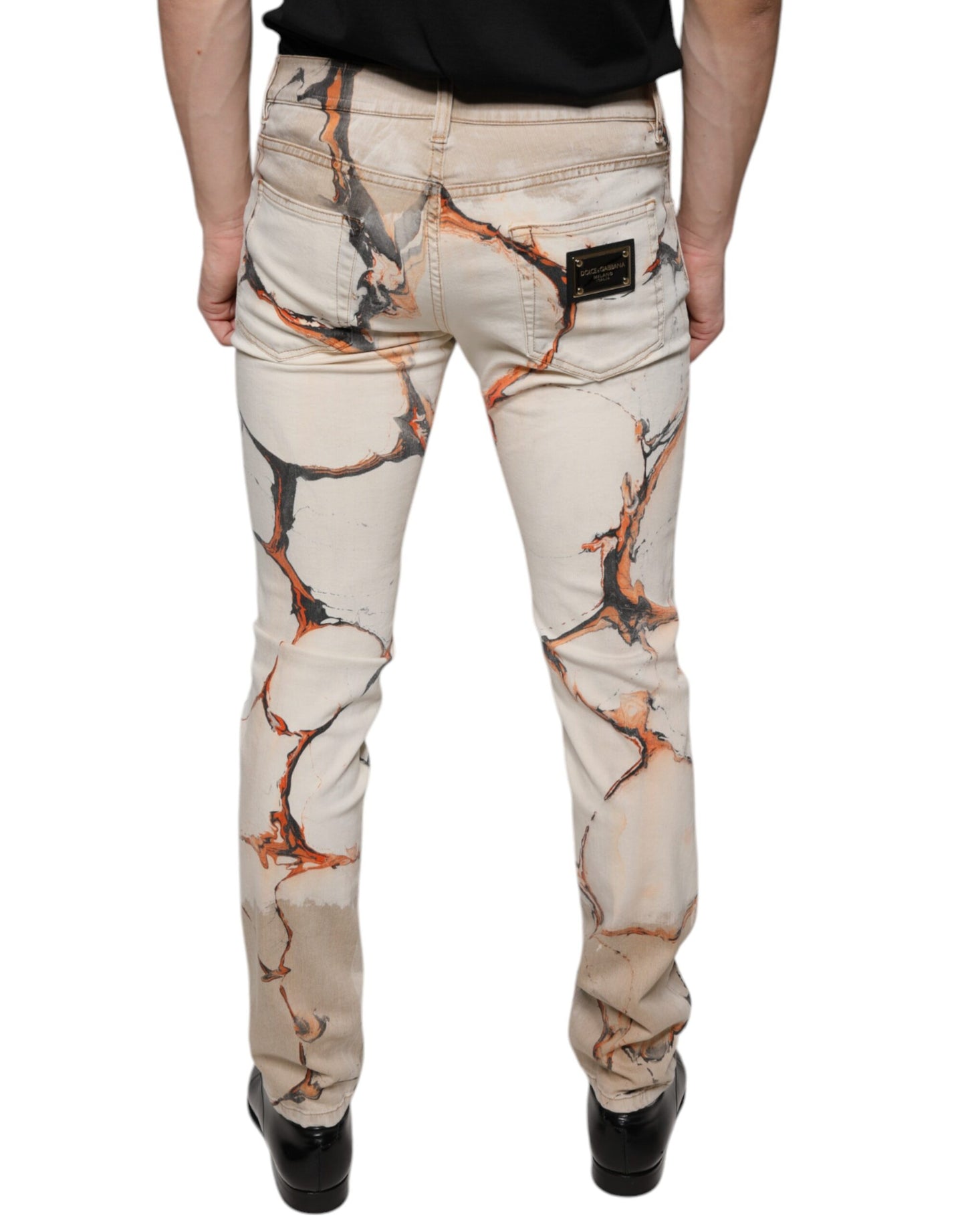 Чоловічі джинси Dolce &amp; Gabbana Beige Cotton Dye Slim Fit