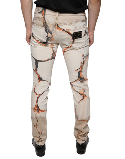 Чоловічі джинси Dolce &amp; Gabbana Beige Cotton Dye Slim Fit