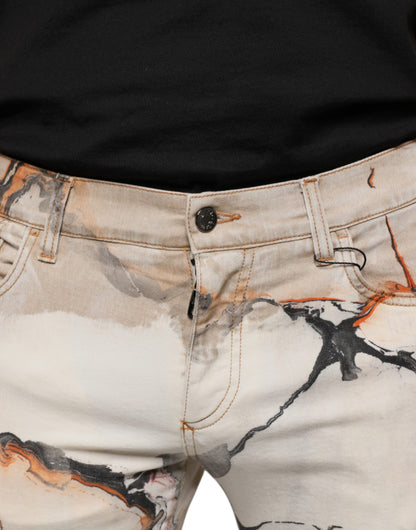 Чоловічі джинси Dolce &amp; Gabbana Beige Cotton Dye Slim Fit