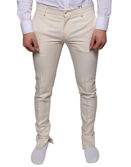 Вузькі брюки Dolce &amp; Gabbana Off White з вовни чинос