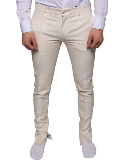 Вузькі брюки Dolce &amp; Gabbana Off White з вовни чинос
