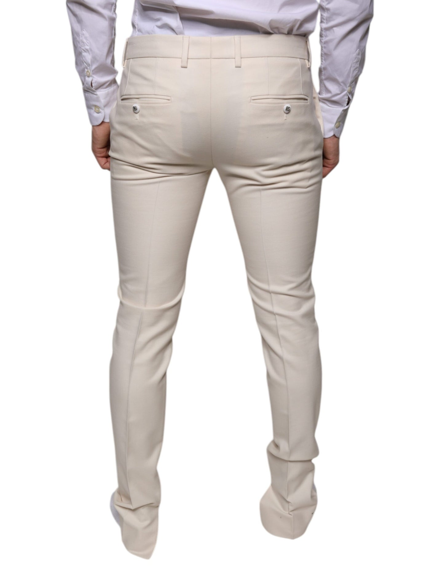 Вузькі брюки Dolce &amp; Gabbana Off White з вовни чинос