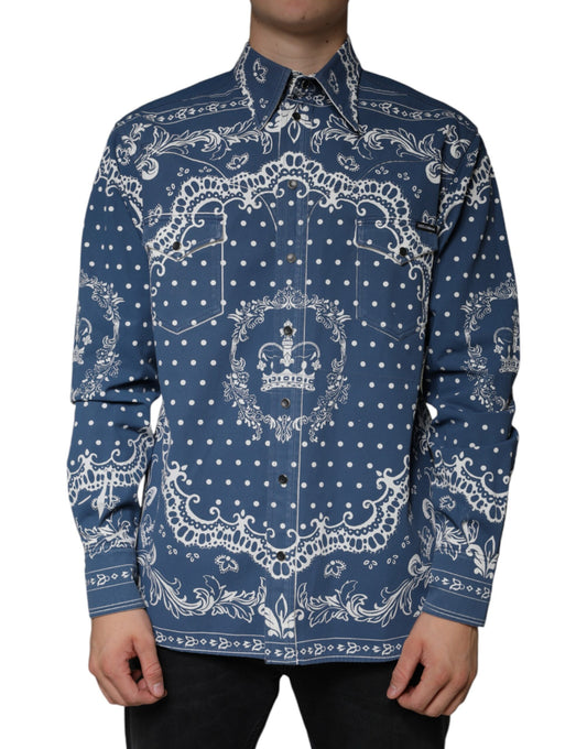 Бавовняна повсякденна сорочка Dolce &amp; Gabbana Blue White Bandana