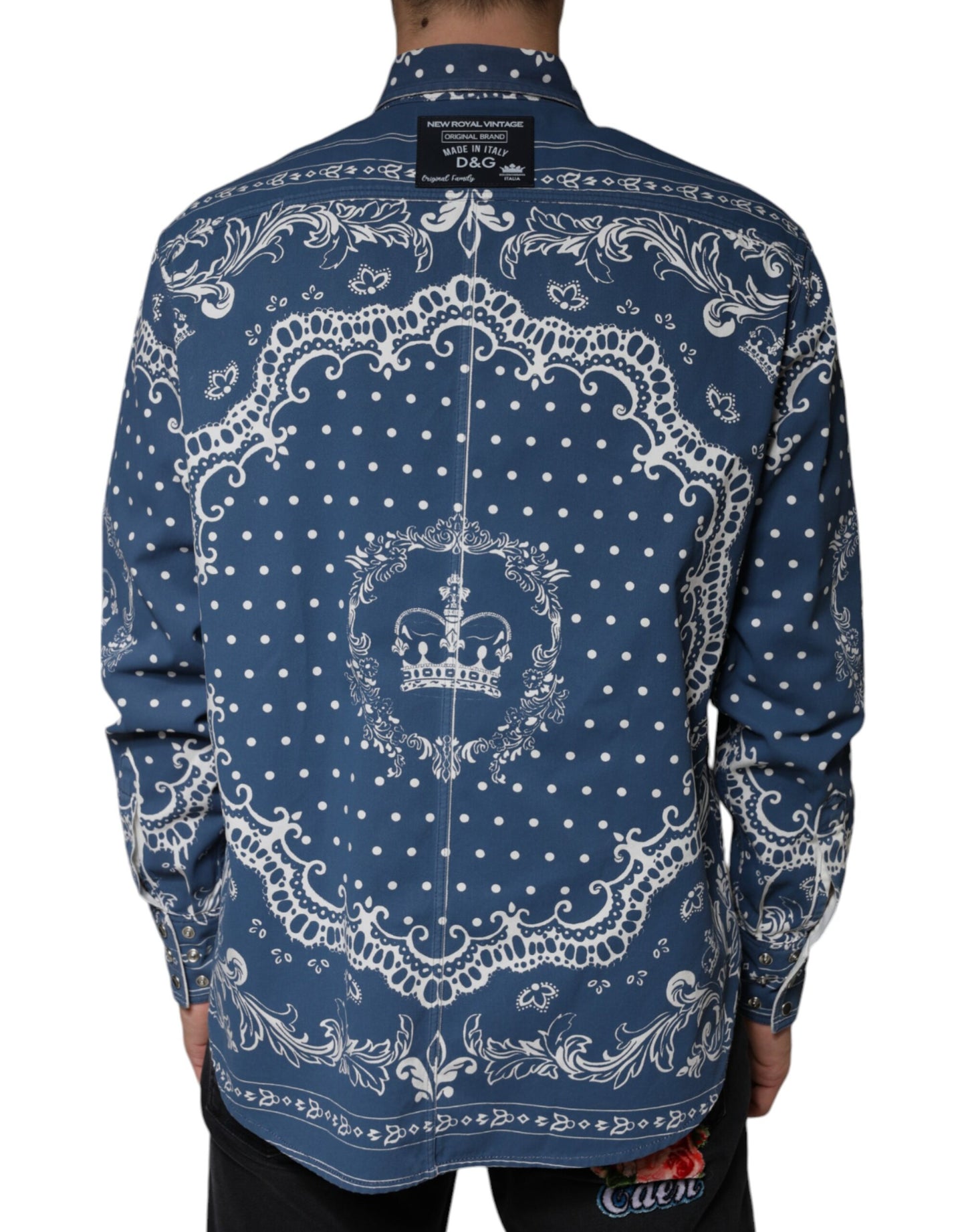 Бавовняна повсякденна сорочка Dolce &amp; Gabbana Blue White Bandana