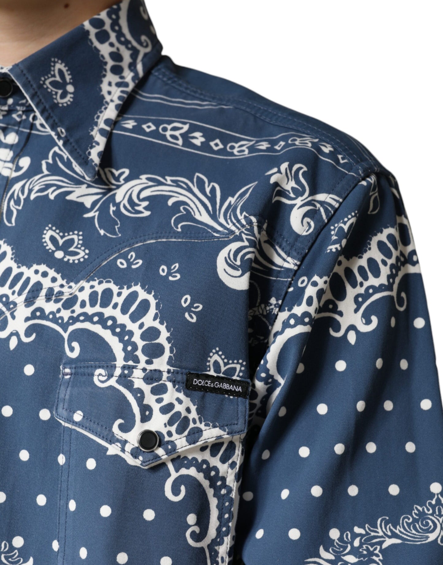 Бавовняна повсякденна сорочка Dolce &amp; Gabbana Blue White Bandana