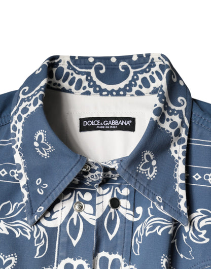 Бавовняна повсякденна сорочка Dolce &amp; Gabbana Blue White Bandana