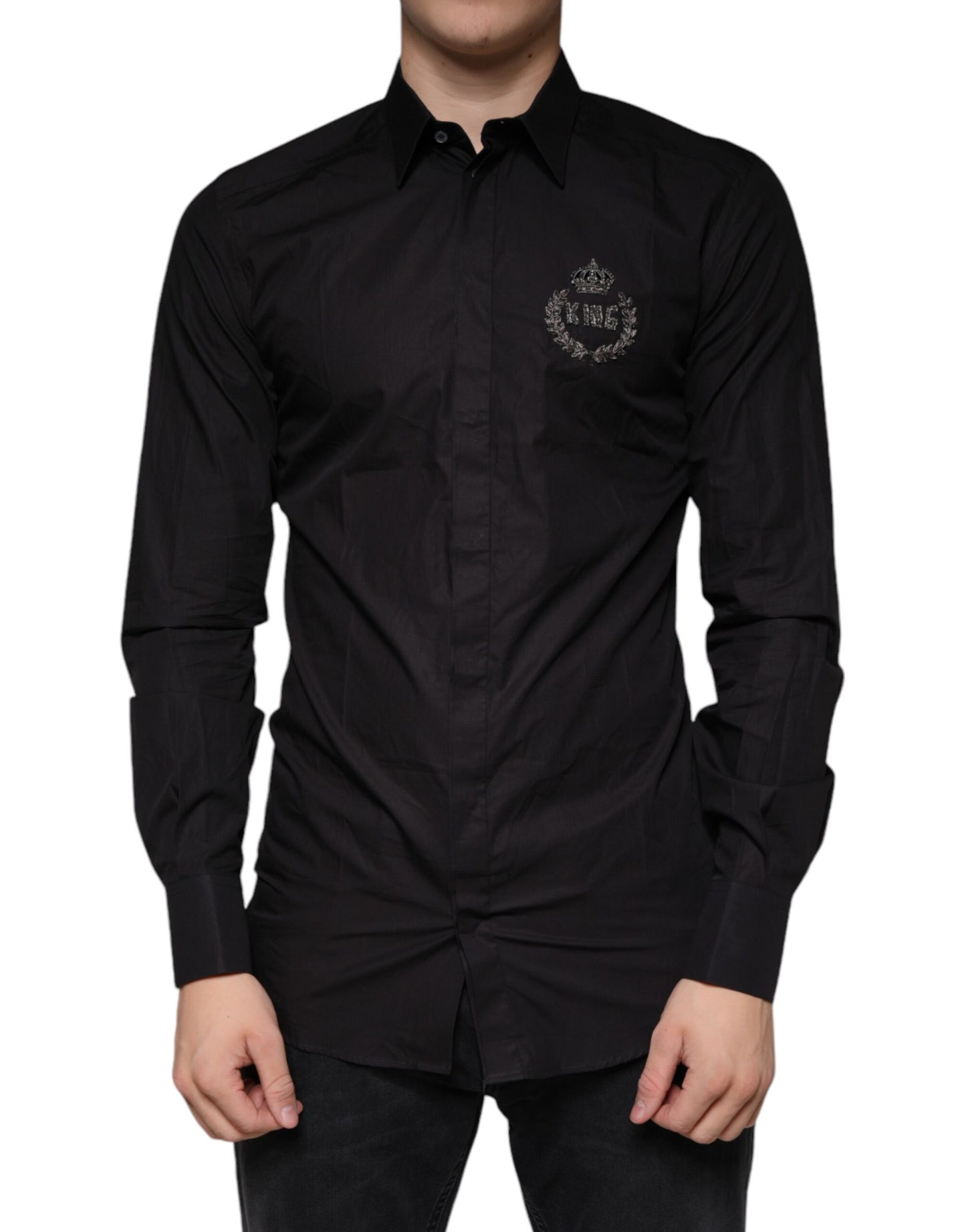 Вишита золота сорочка Dolce &amp; Gabbana Black King Crown