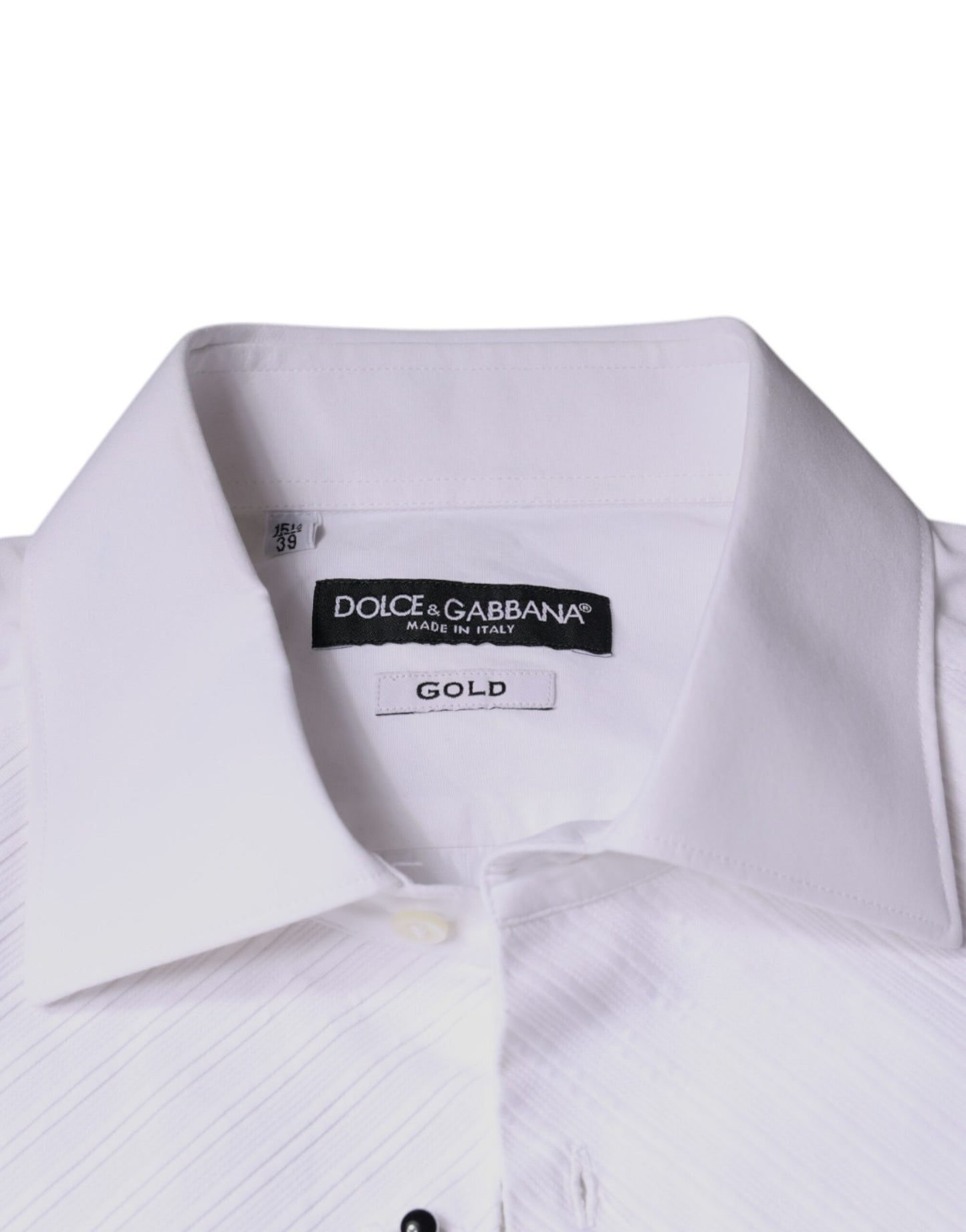 Чоловіча офіційна сорочка Dolce &amp; Gabbana з білим нагрудником і бавовняним попліном GOLD