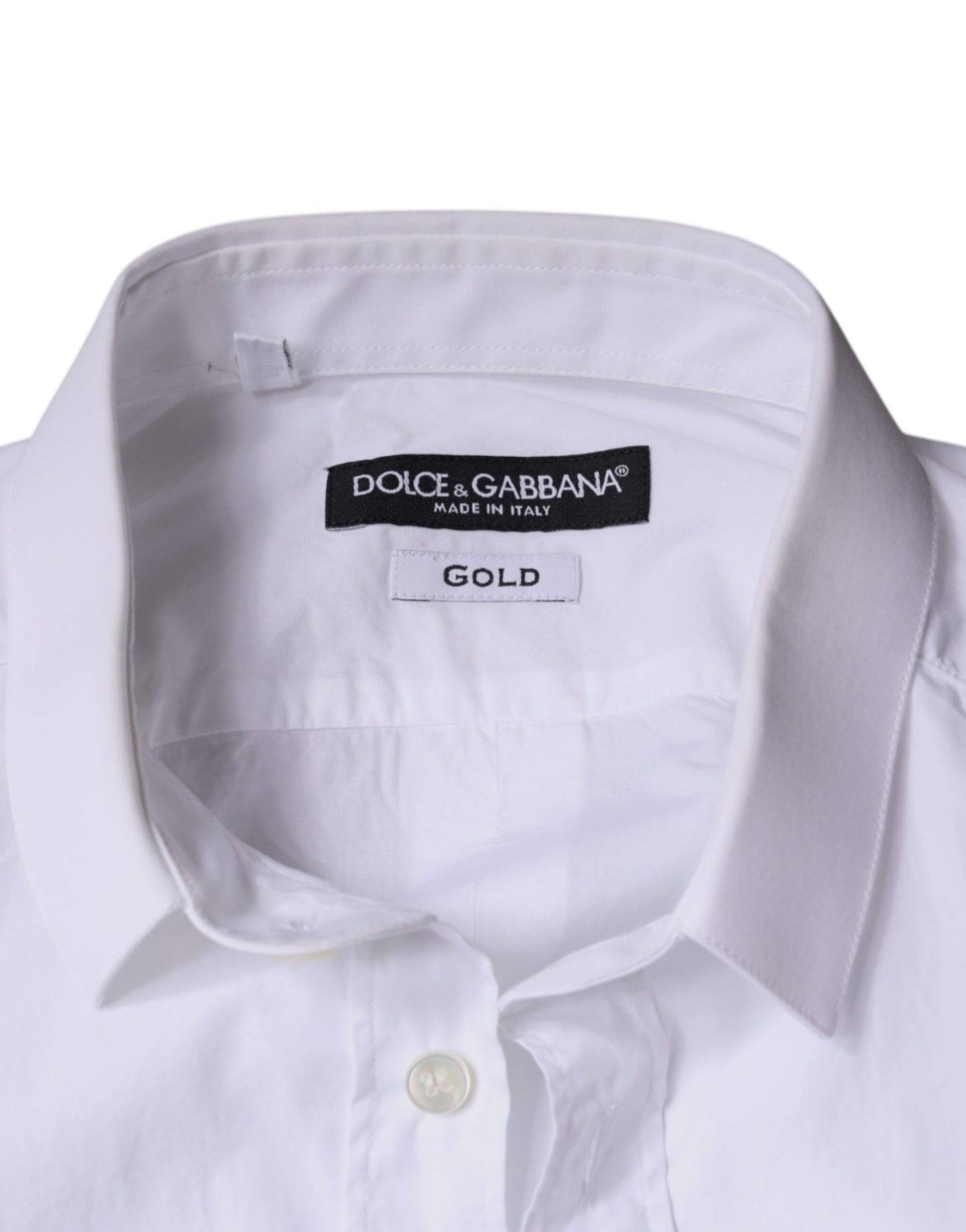 Dolce &amp; Gabbana Біла бавовняна сукня ЗОЛОТА Офіційна сорочка з коміром