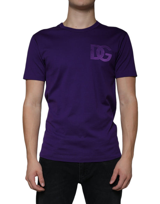 Бавовняна футболка з круглим вирізом з логотипом Dolce &amp; Gabbana Purple DG