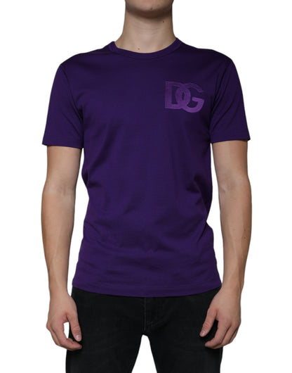 Бавовняна футболка з круглим вирізом з логотипом Dolce &amp; Gabbana Purple DG