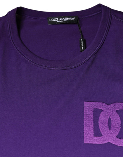 Бавовняна футболка з круглим вирізом з логотипом Dolce &amp; Gabbana Purple DG
