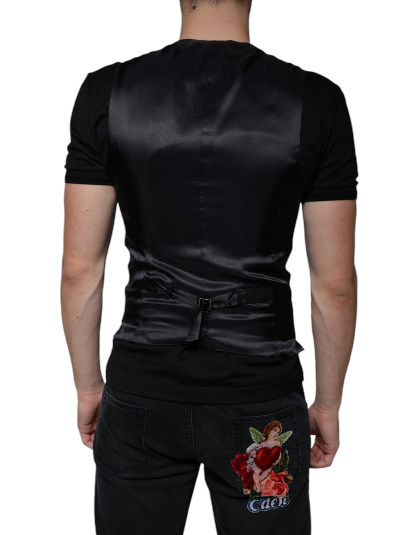 Dolce &amp; Gabbana, чорний шкіряний жилет, урочистий жилет