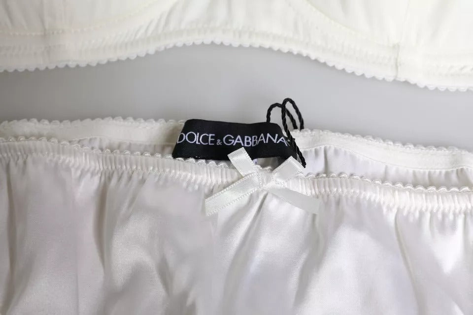 Dolce &amp; Gabbana білі шовкові стрейч трусики балконет бюстгальтер Нижня білизна