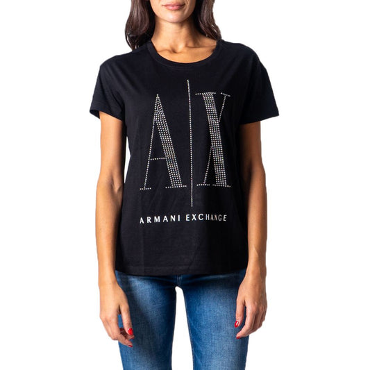 Чорні бавовняні топи та футболки Armani Exchange
