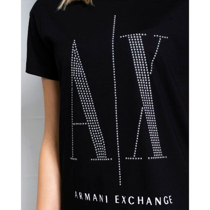 Чорні бавовняні топи та футболки Armani Exchange