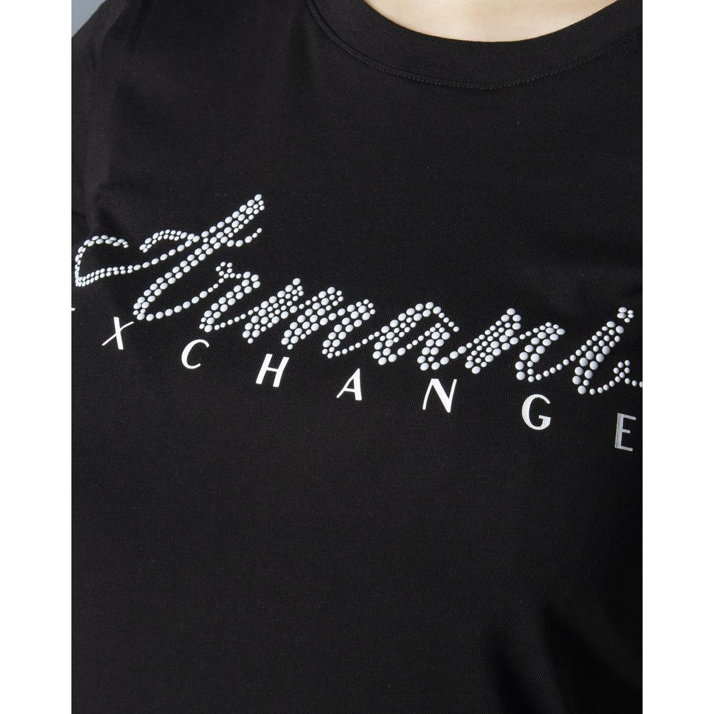 Чорні бавовняні топи та футболки Armani Exchange