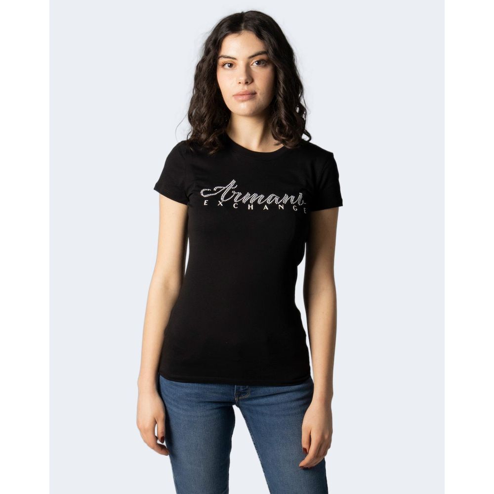 Чорні бавовняні топи та футболки Armani Exchange
