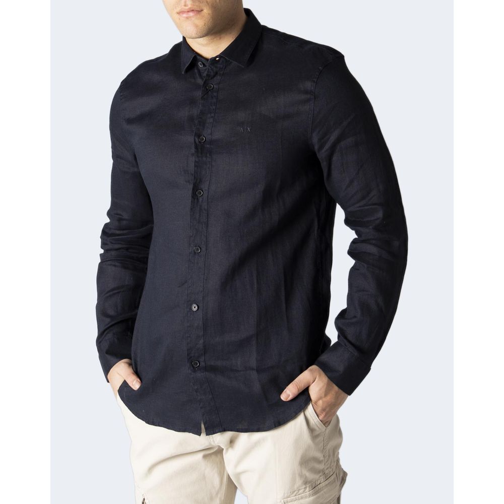 Синя льняна сорочка Armani Exchange