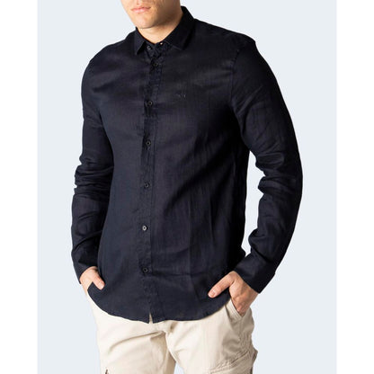 Синя льняна сорочка Armani Exchange