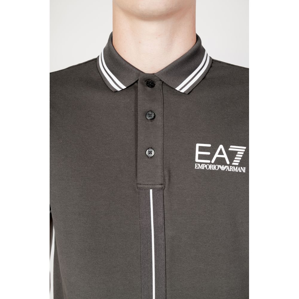 EA7 Emporio Armani сіра бавовняна сорочка-поло