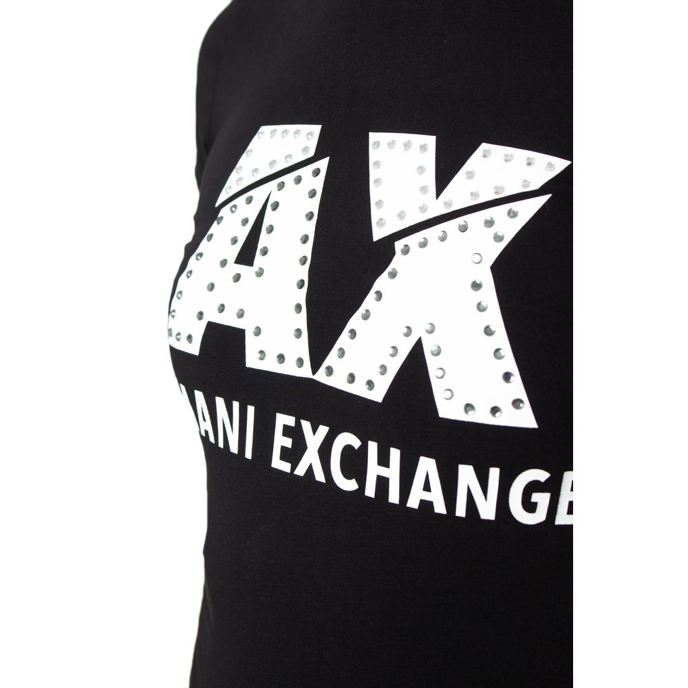 Чорні бавовняні топи та футболки Armani Exchange