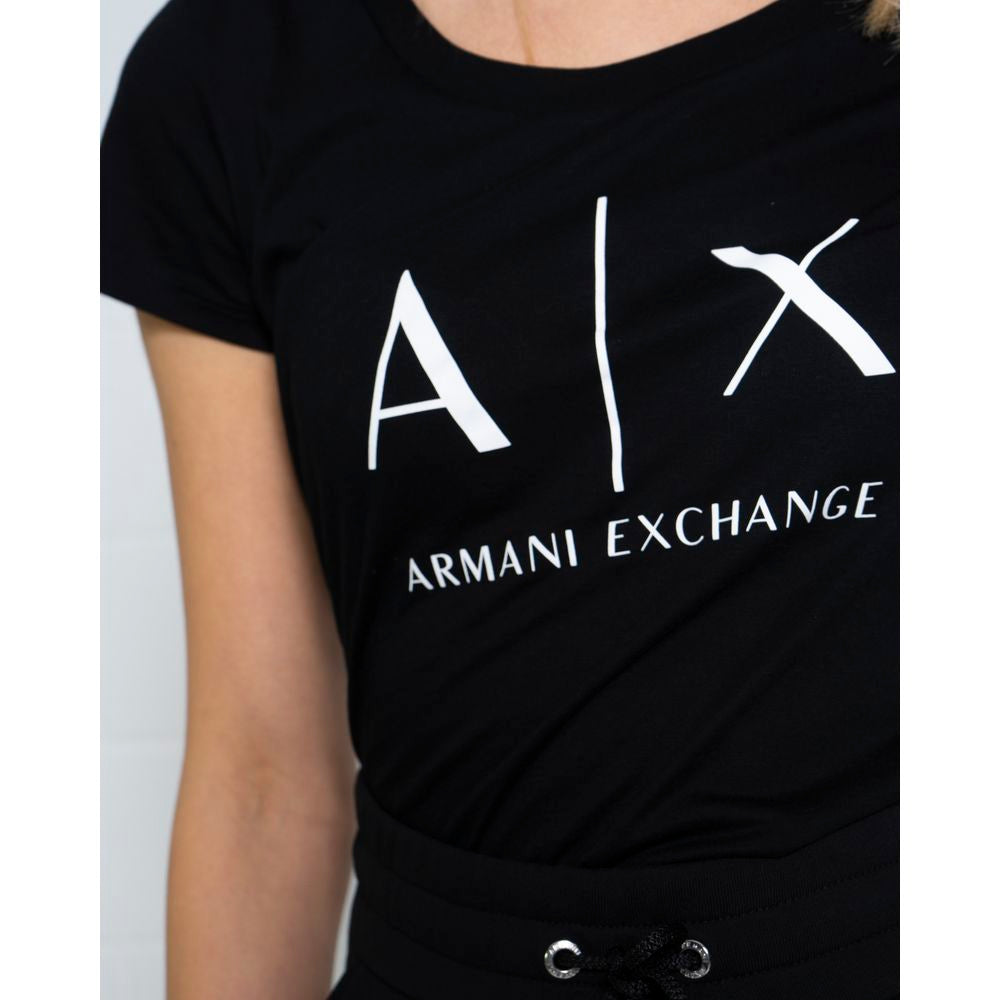 Чорні бавовняні топи та футболки Armani Exchange