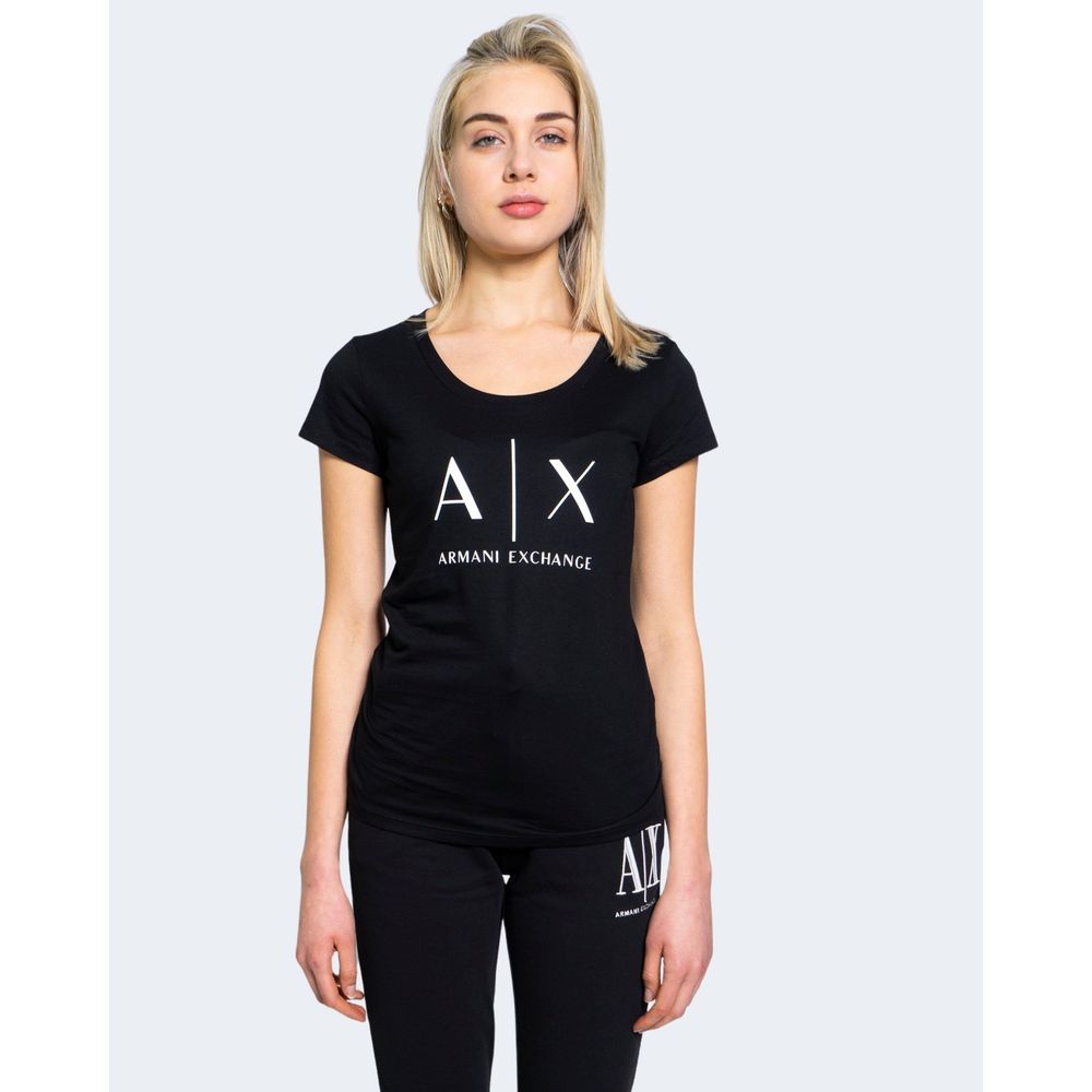 Чорні бавовняні топи та футболки Armani Exchange