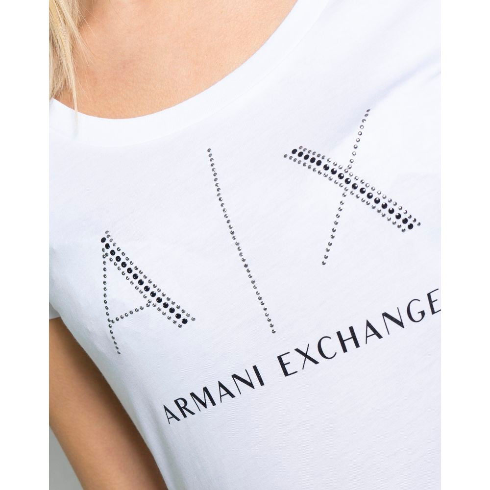 Білі бавовняні топи та футболки Armani Exchange