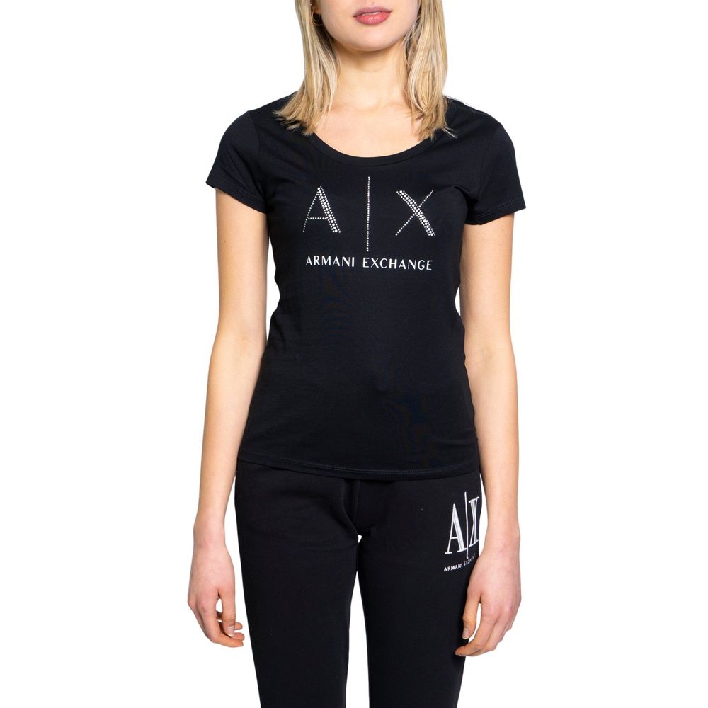 Чорні бавовняні топи та футболки Armani Exchange