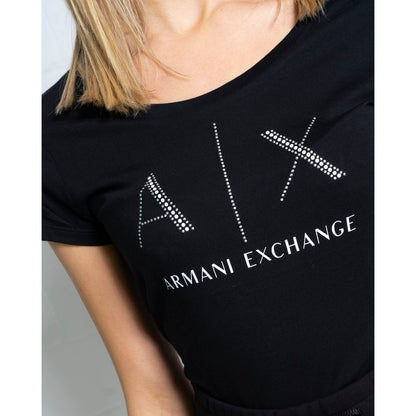 Чорні бавовняні топи та футболки Armani Exchange