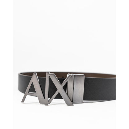 Чорний шкіряний ремінь Armani Exchange
