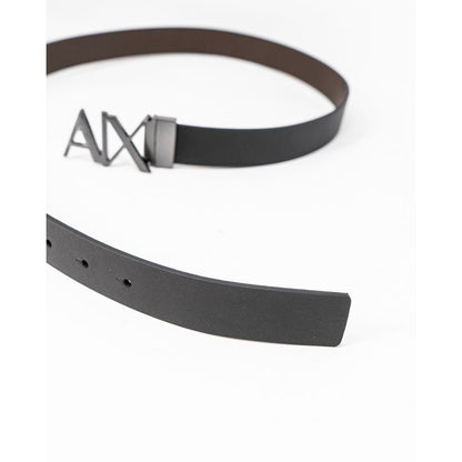Чорний шкіряний ремінь Armani Exchange