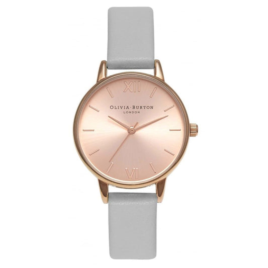 Сірий шкіряний годинник Olivia Burton