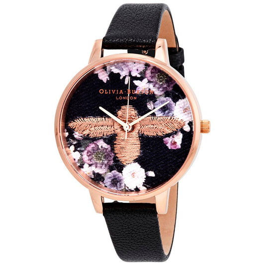 Чорний годинник Olivia Burton із синтетичної шкіри