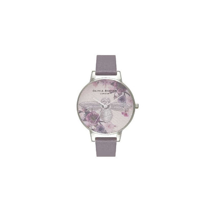 Годинник із сірої синтетичної шкіри Olivia Burton