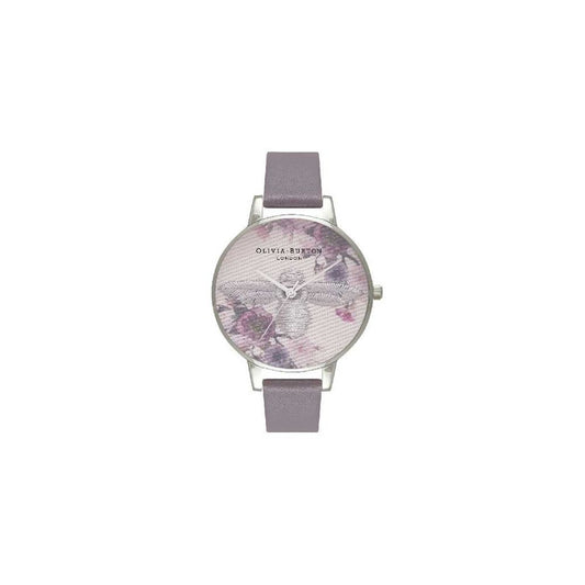 Годинник із сірої синтетичної шкіри Olivia Burton