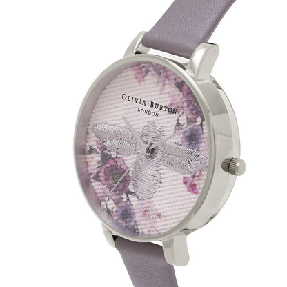 Годинник із сірої синтетичної шкіри Olivia Burton