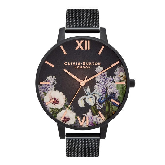 Чорний сталевий годинник Olivia Burton