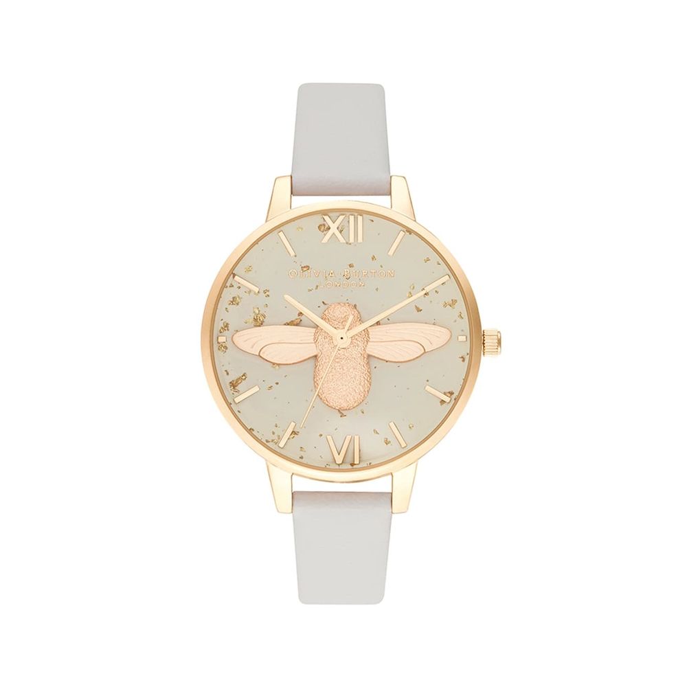 Годинник із сірої синтетичної шкіри Olivia Burton