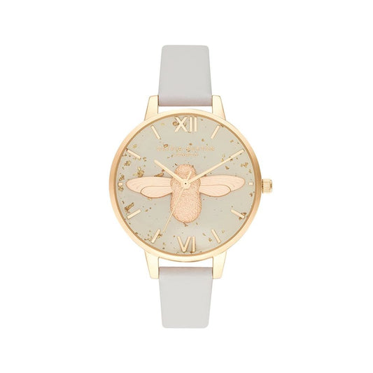 Годинник із сірої синтетичної шкіри Olivia Burton