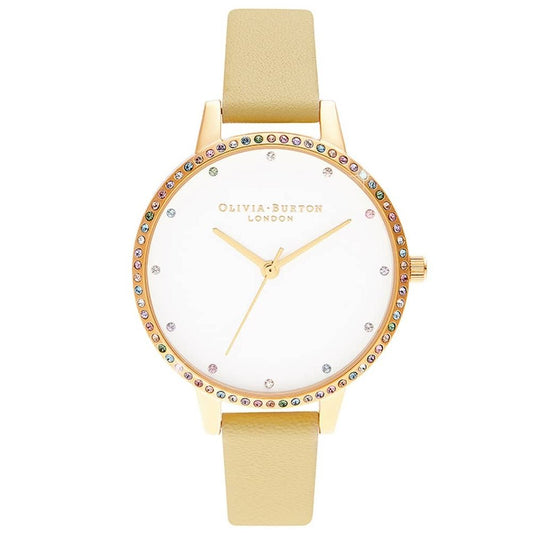 Жовтий шкіряний годинник Olivia Burton