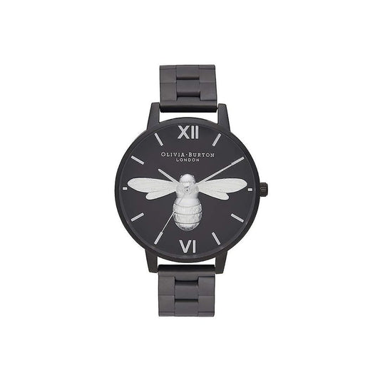 Чорний сталевий годинник Olivia Burton