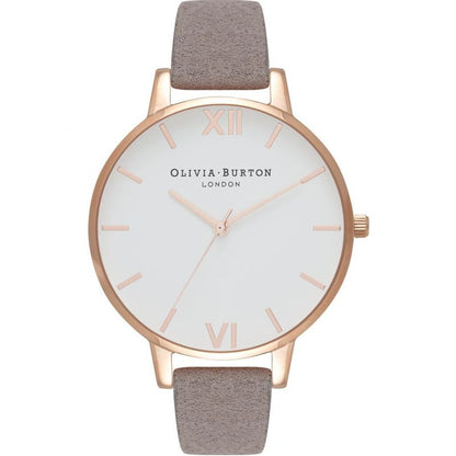 Годинник із сірої синтетичної шкіри Olivia Burton