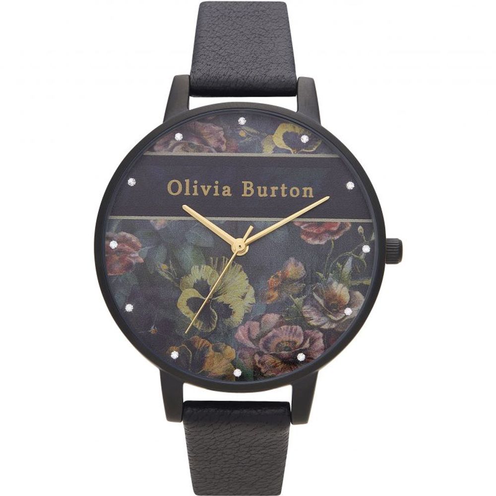 Чорний шкіряний годинник Olivia Burton