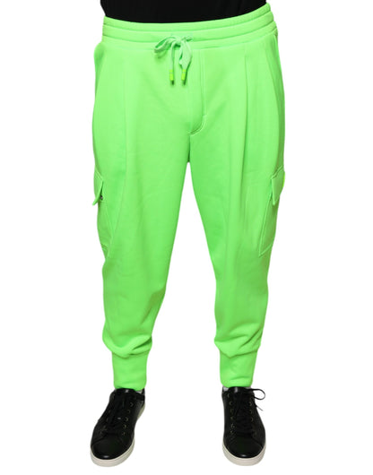 Dolce &amp; Gabbana Neon Green Polyester Cargo Jogger Sweatpants Штани